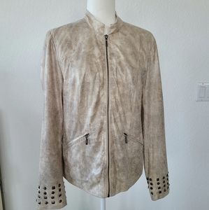 EUC Venus Zip-Up Alligator Print PU Leather Jacket, size 8